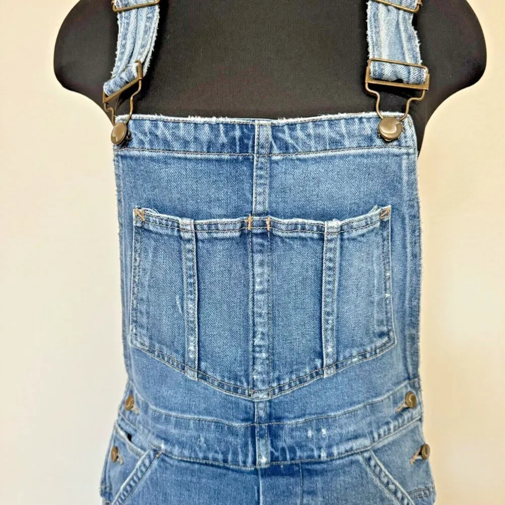 Joes Jeans Shortalls Taylor Hill Medium Blue Denim Bib Overall Shorts Y2K Boho